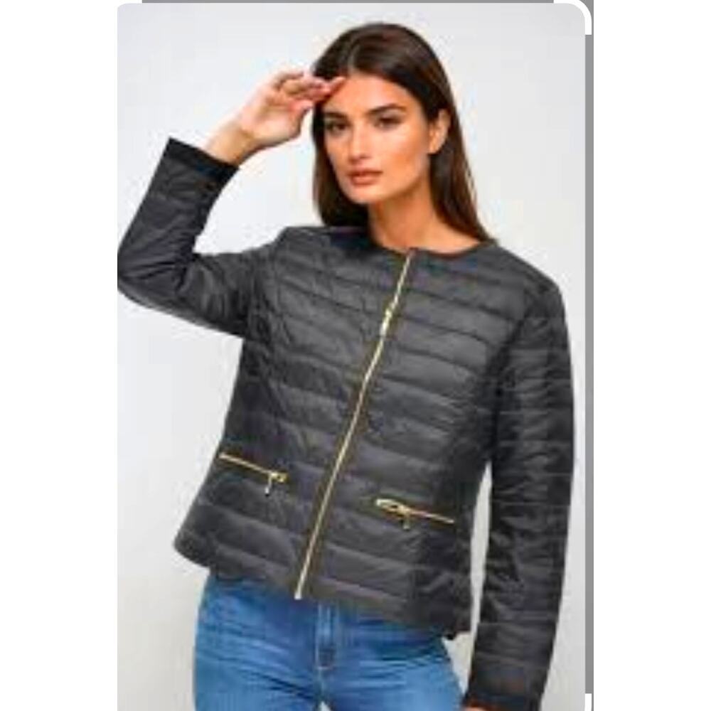 Womens Ciao Milano Carmen Puffer Jacket Chocolate Brown Medium Ruffled